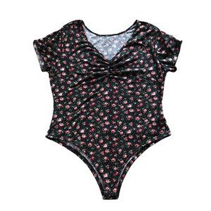 Plus Size Floral Ruched Front Bodysuit Size 2XL